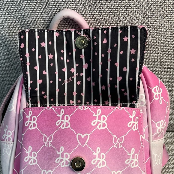 Betsey Johnson Pink and White Dome Backpack with Monogram - Picture 7 of 16